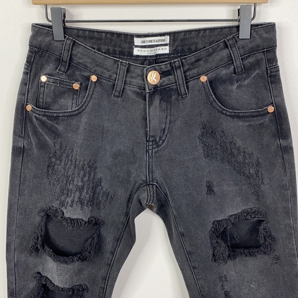 ONE TEASPOON Freebird Basalt Black Denim Jeans - Picture 2 of 11